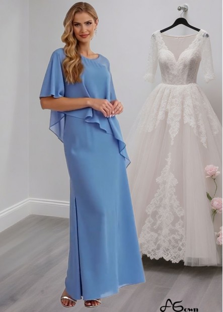 Scoop Chiffon Sheath Mother of the Bride Dresses Ankle Length
