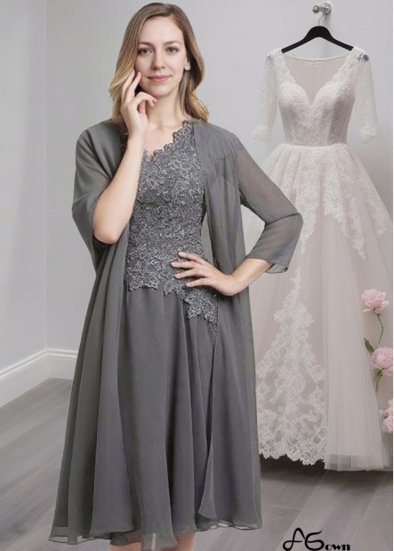 A-Line Chiffon Mother of the Bride Dress with V Neck, Short Sleeves & Jacket