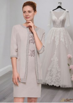 Elegant Satin Mother of the Bride Dress with Jacket and Applique