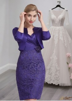 Satin Sleeveless Sheath Mother of the Bride Dress with Beading and Pleats