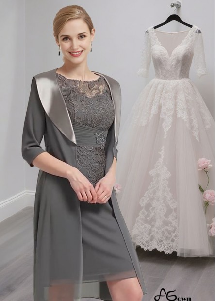 Half Sleeve Knee-Length Mother of the Bride Dress with Applique and Jacket